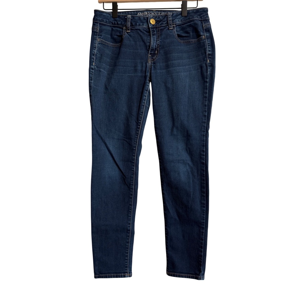 American Eagle Super Stretch Jegging Dark Wash Skinny Jeans 8 Short Blue Denim
